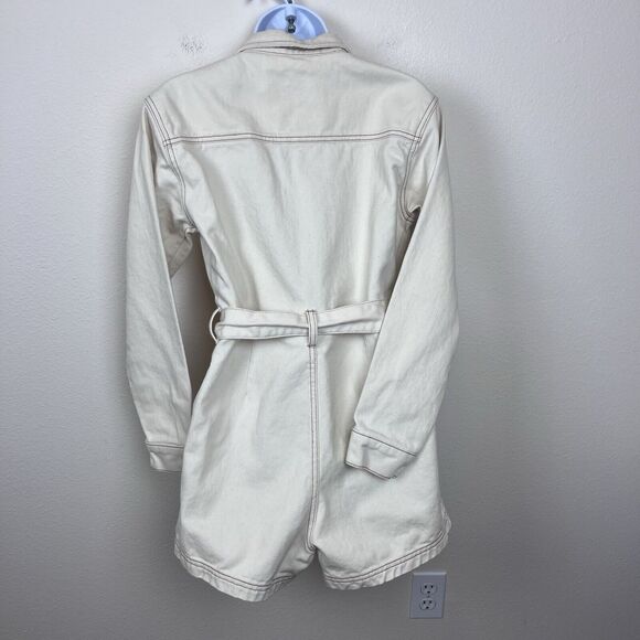 Rhythm Romper Womens Medium Sinclair Denim Boiler Suit Romper Utility Cream - Picture 13 of 13